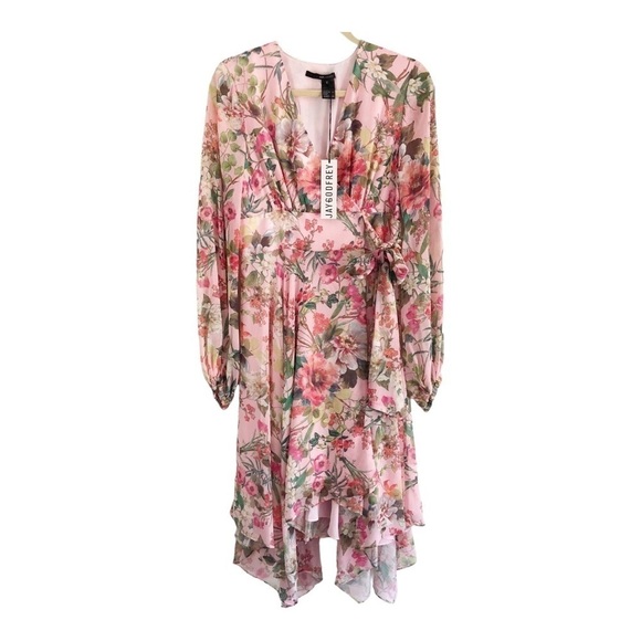 JayGodfrey Midi Dress Multicolored Floral Wrap - Picture 2 of 13